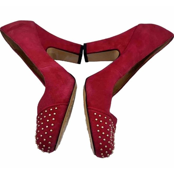 Cynthia Rowley Halo Womens Heel Pump Size 6M Red Beaded Suede Round Toe - Picture 4 of 11